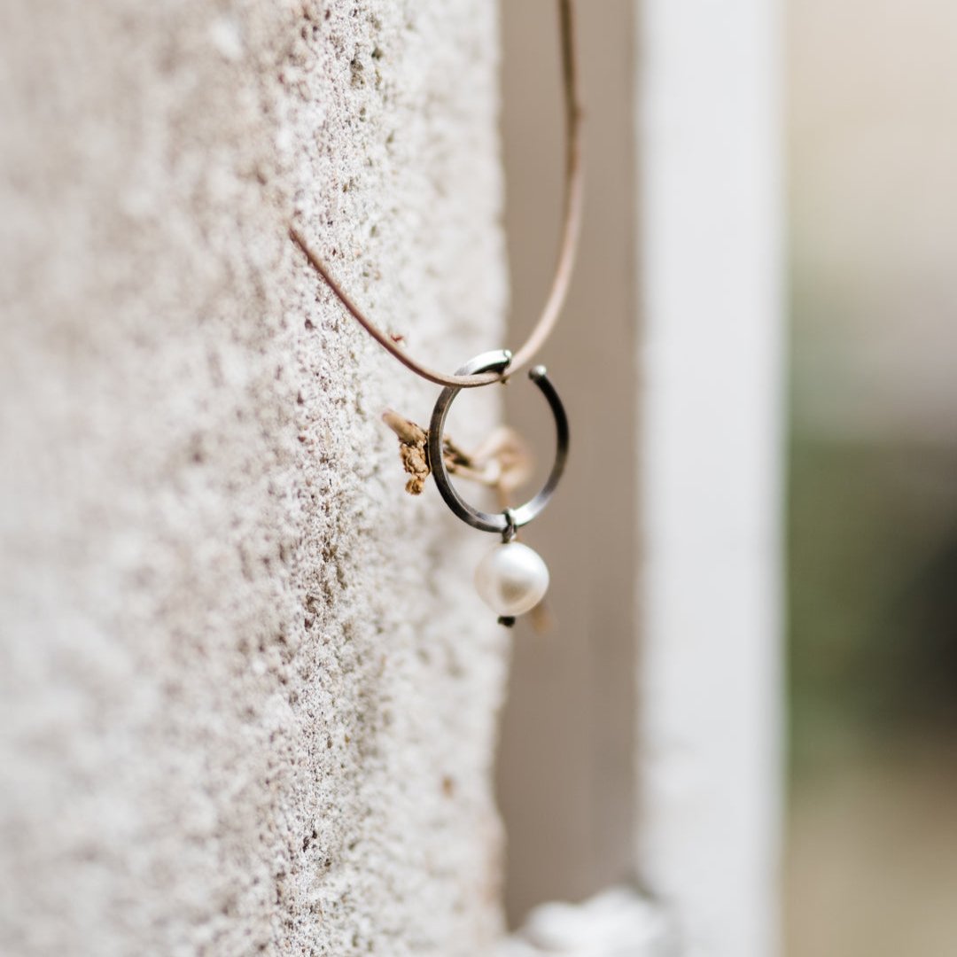 Silver Cuff with Natural Pearl