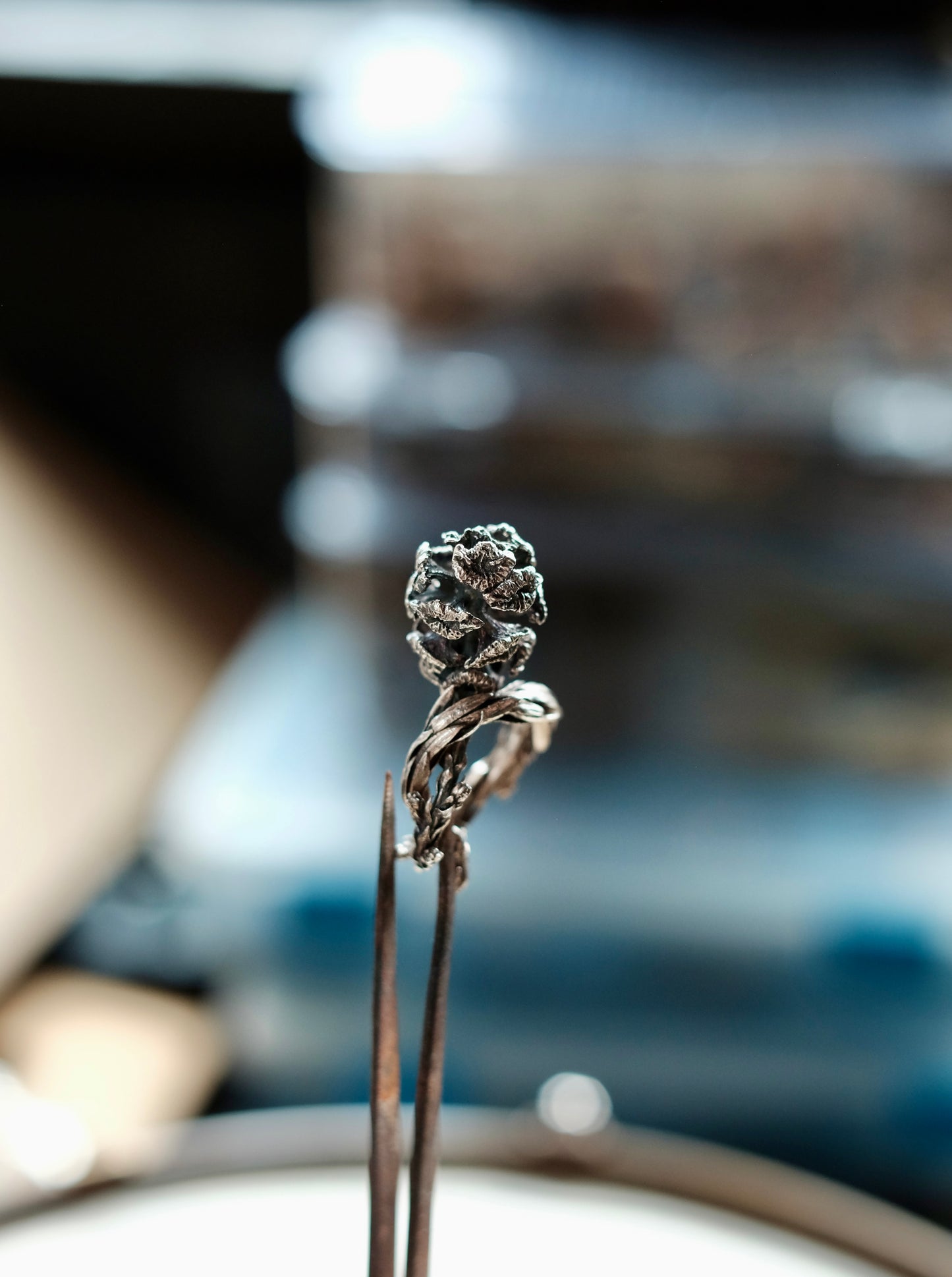 Pine Cone Branch Silver Ring